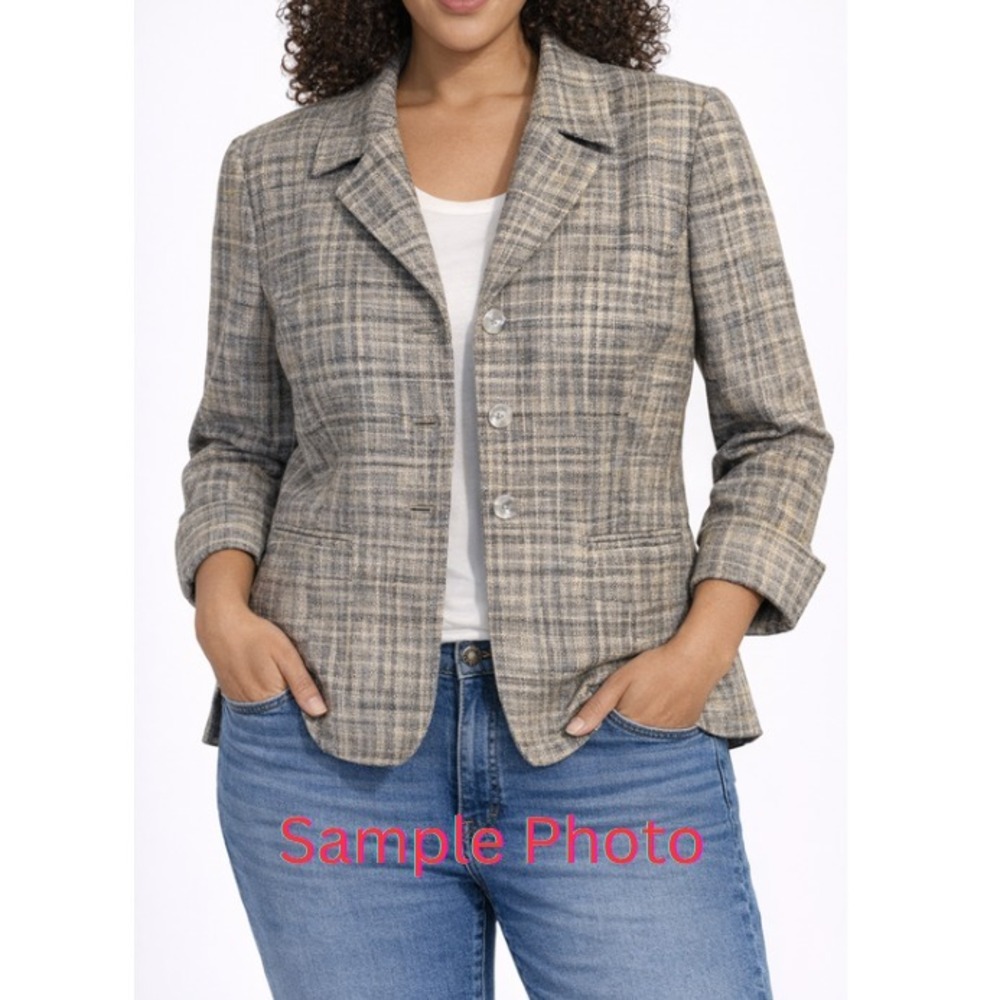 Herman Geist Silk Plaid Blazer – Women's 12P Petite‎